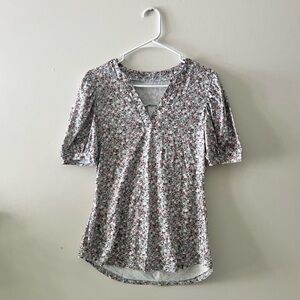 NEW Floral Puff Sleeve Blouse Top Size Small‎ Blue Floral Cottagecore Casual